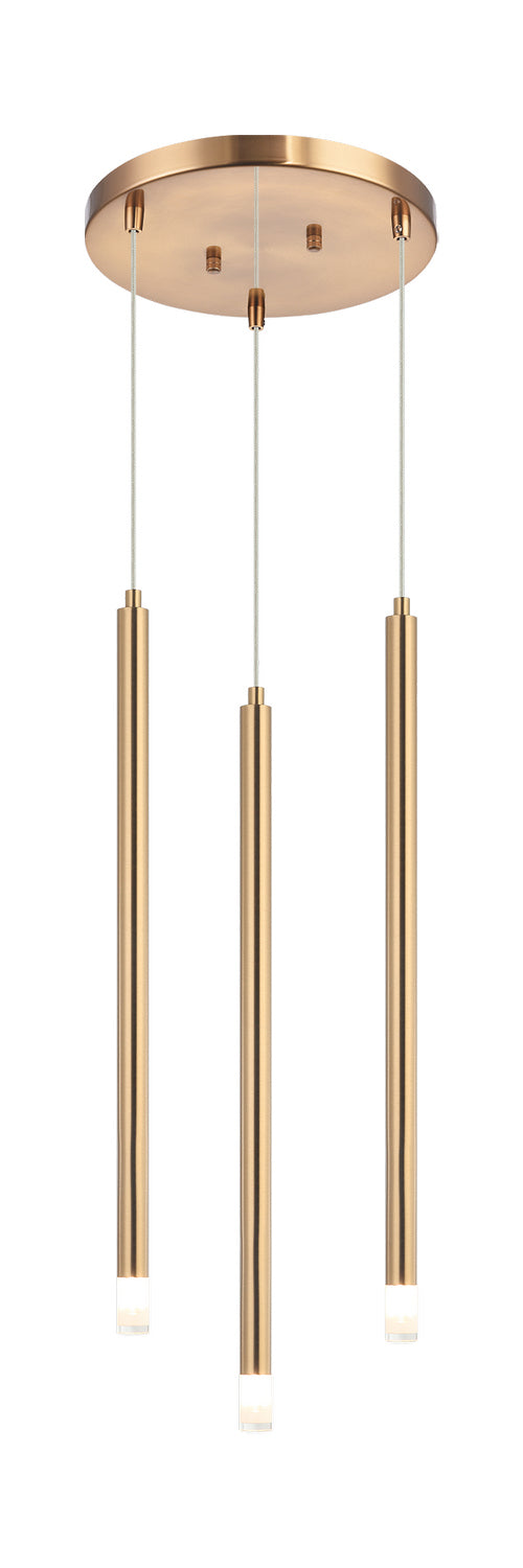 Matteo Lighting C63103AG Three Light Pendant, Aged Gold Brass