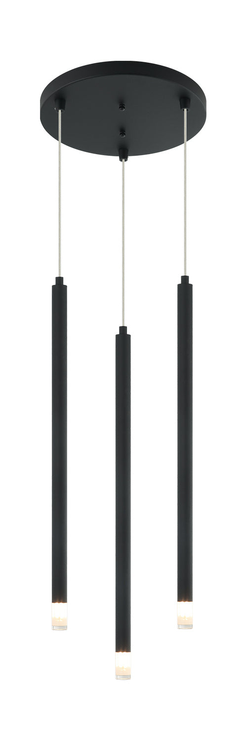 Matteo Lighting C63103MB Three Light Pendant, Matte Black