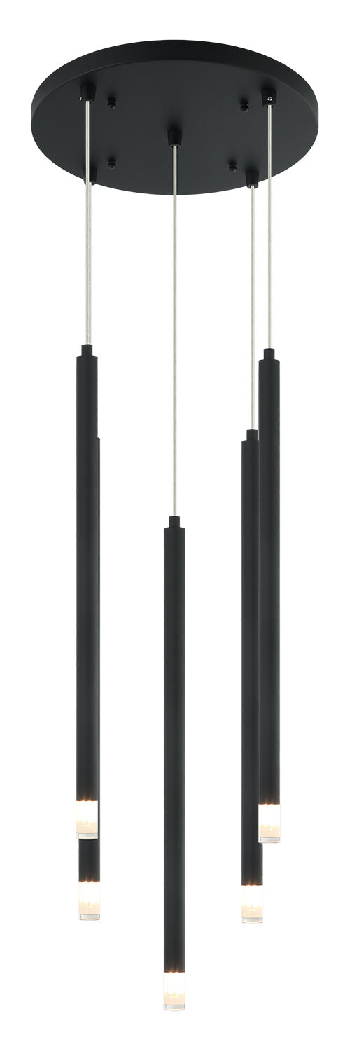 Matteo Lighting C63105MB Five Light Chandelier, Matte Black
