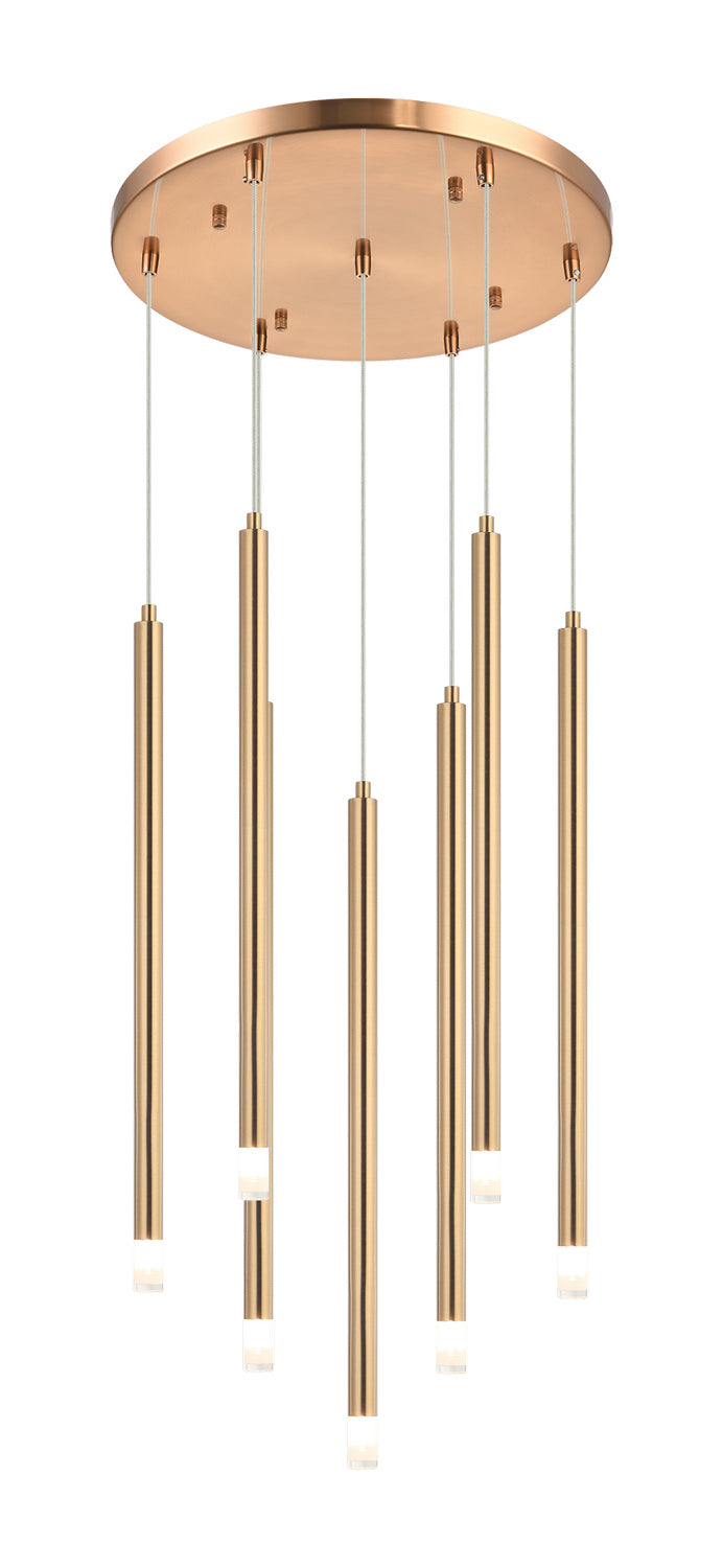 Matteo Lighting C63107AG Seven Light Pendant, Aged Gold Brass