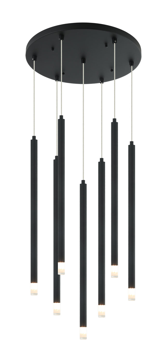 Matteo Lighting C63107MB Seven Light Pendant, Matte Black