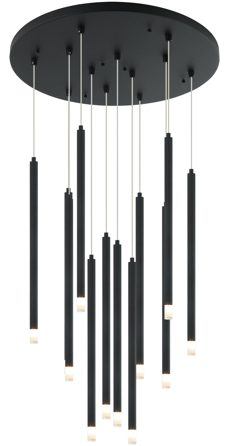 Matteo Lighting C63112MB 12 Light Chandelier, Matte Black
