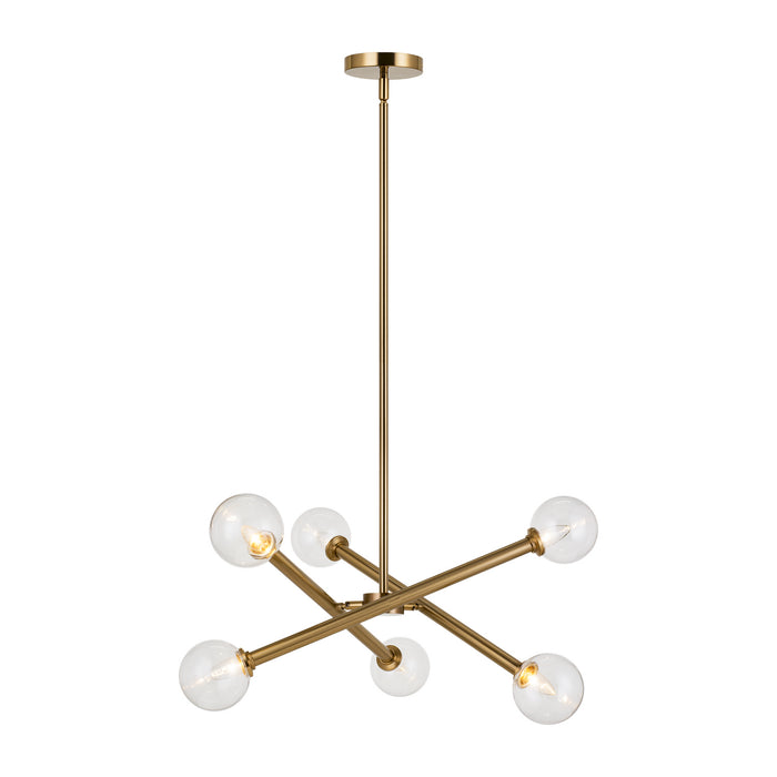 Matteo Lighting C64606AGCL Six Light Chandelier, Aged Gold Brass