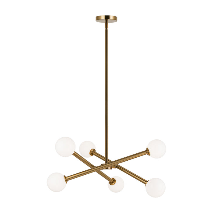 Matteo Lighting C64606AGOP Six Light Chandelier, Aged Gold Brass