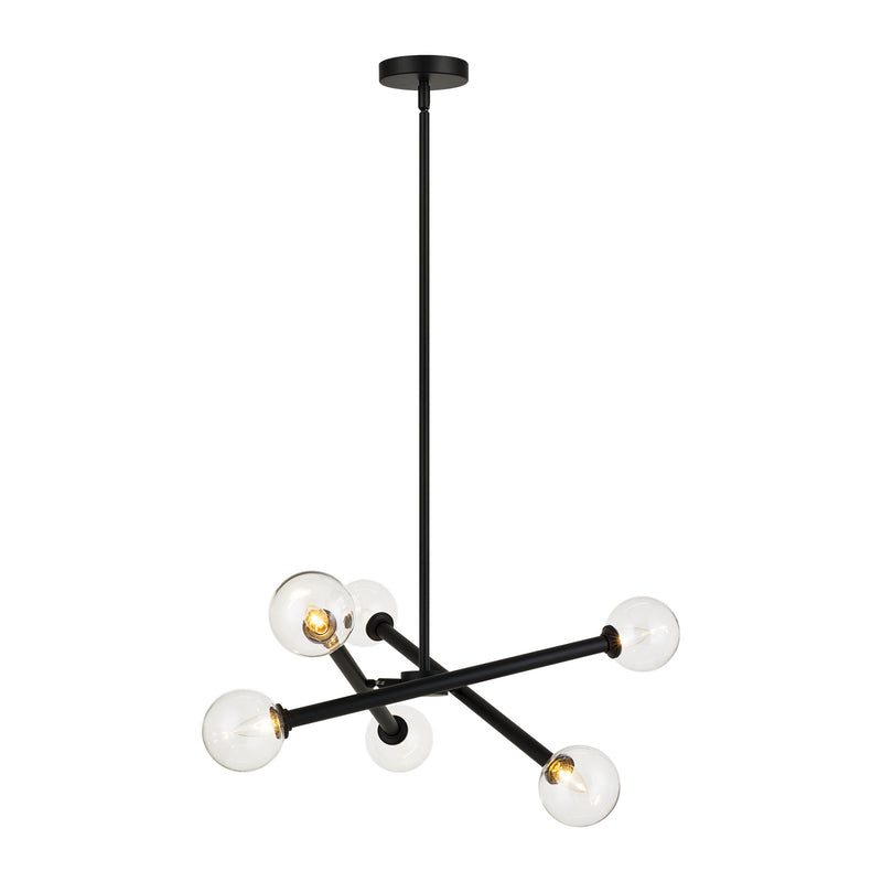 Matteo Lighting C64606BKCL Six Light Chandelier, Black