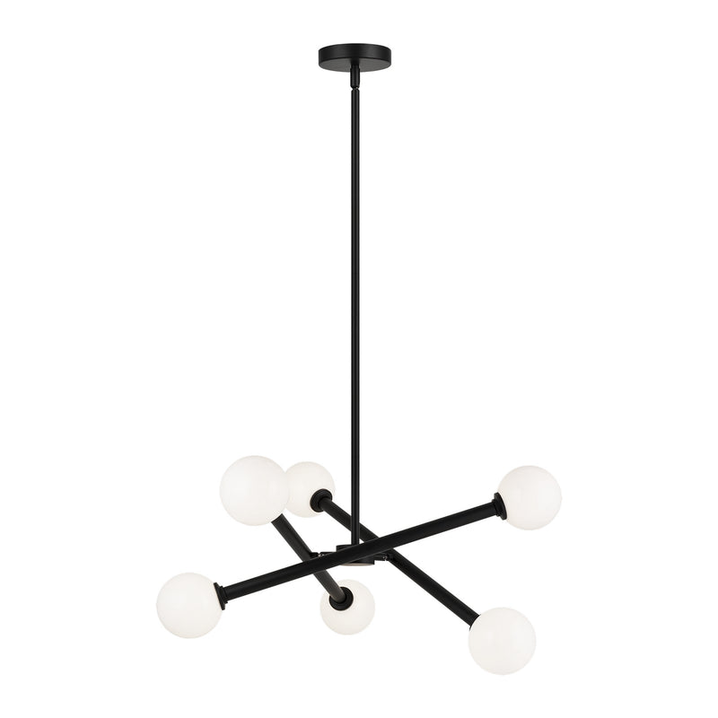 Matteo Lighting C64606BKOP Six Light Chandelier, Black