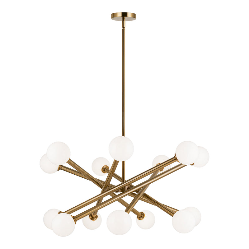 Matteo Lighting C64614AGOP 14 Light Chandelier, Aged Gold Brass