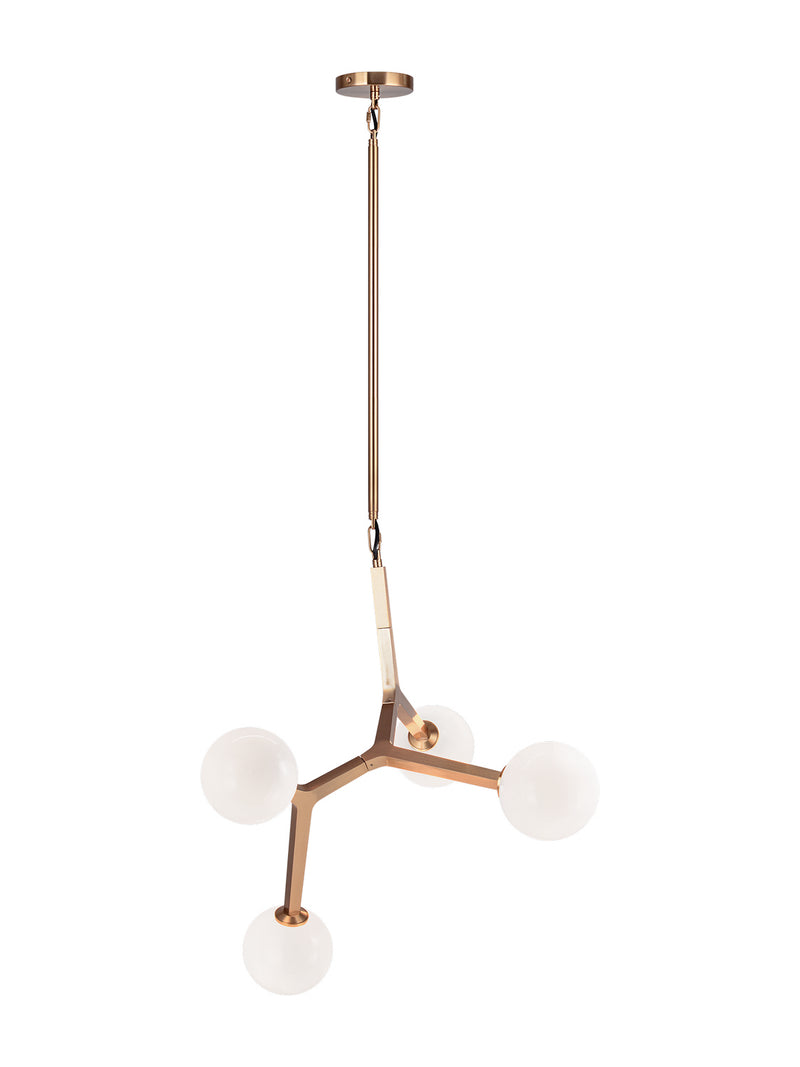 Matteo Lighting C81514AGOP Four Light Pendant, Aged Gold Brass