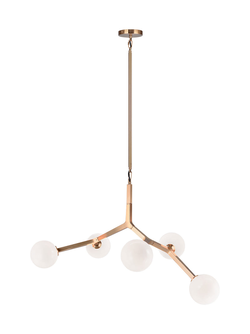 Matteo Lighting C81515AGOP Five Light Chandelier, Aged Gold Brass