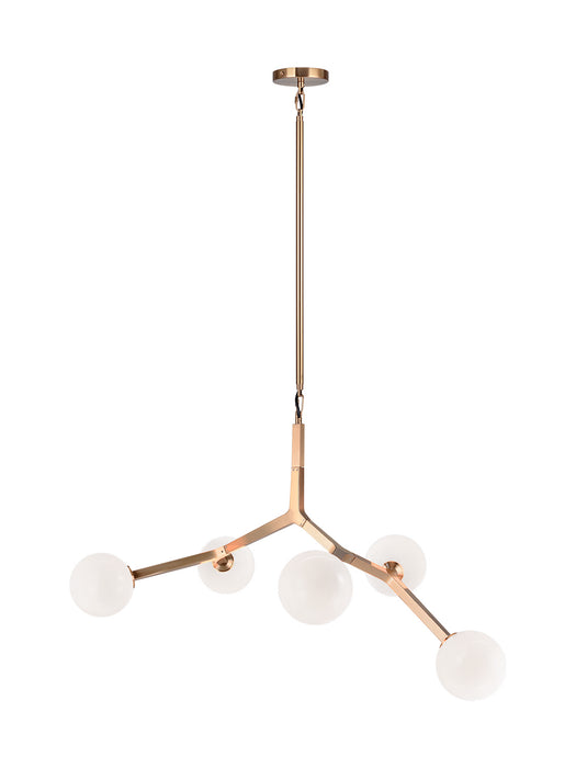 Matteo Lighting C81515AGOP Five Light Chandelier, Aged Gold Brass