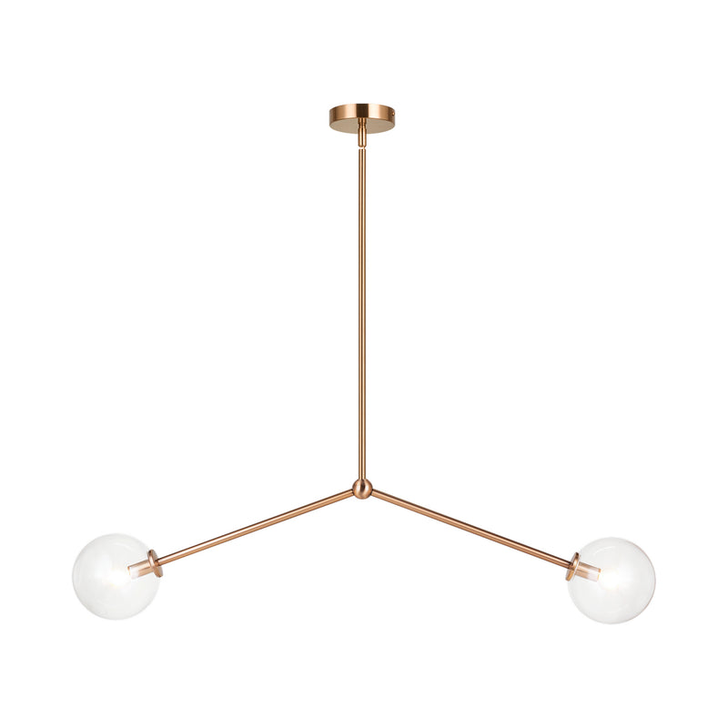 Matteo Lighting C81702AGCL Two Light Pendant, Aged Gold Brass