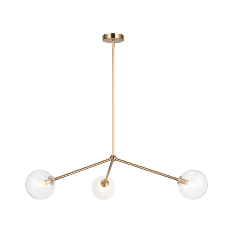 Matteo Lighting C81703AGCL Three Light Pendant, Aged Gold Brass