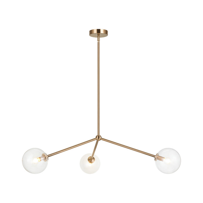 Matteo Lighting C81703AGCL Three Light Pendant, Aged Gold Brass