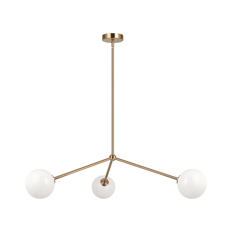 Matteo Lighting C81703AGOP Three Light Pendant, Aged Gold Brass