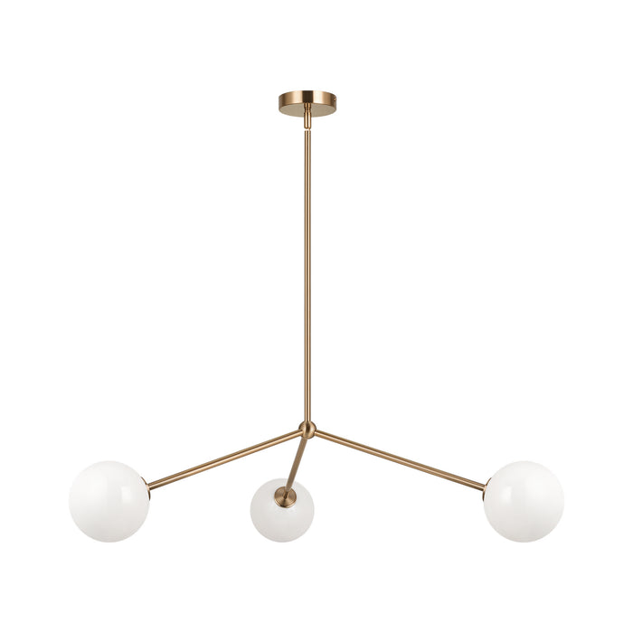Matteo Lighting C81703AGOP Three Light Pendant, Aged Gold Brass