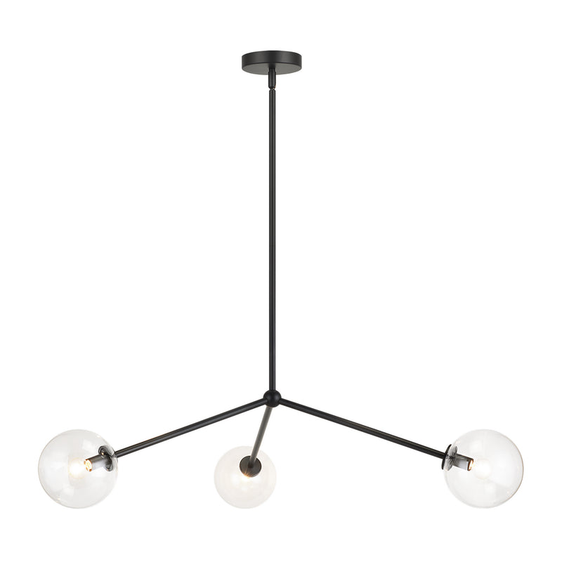 Matteo Lighting C81703BKCL Three Light Pendant, Black