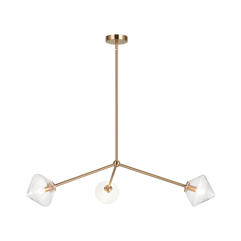 Matteo Lighting C81743AGCL Three Light Pendant, Aged Gold Brass