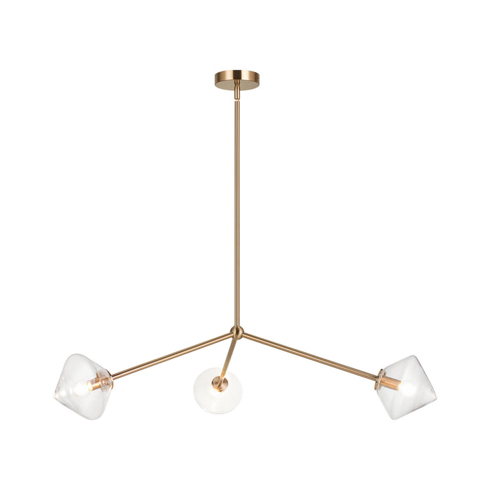 Matteo Lighting C81743AGCL Three Light Pendant, Aged Gold Brass