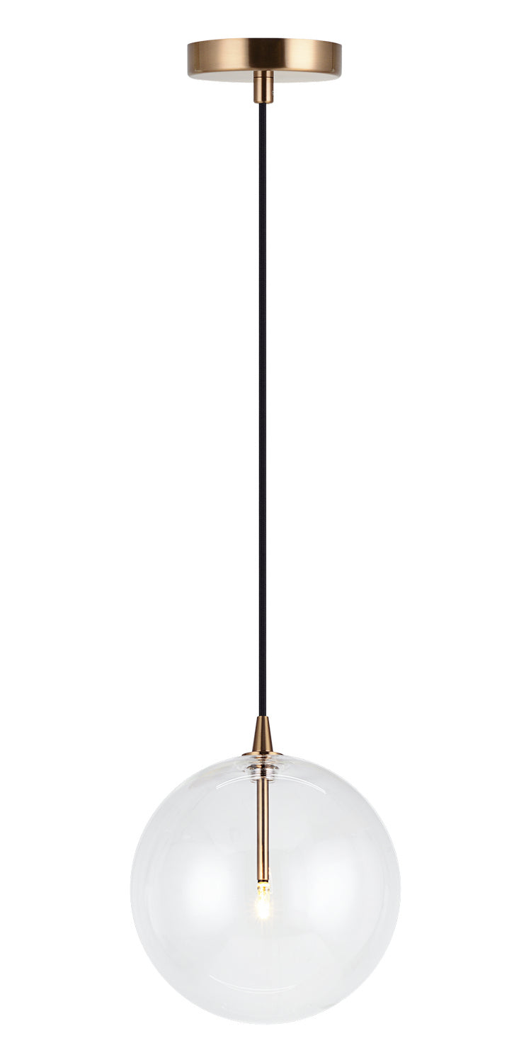 Matteo Lighting C81811AGCL One Light Pendant, Aged Gold Brass