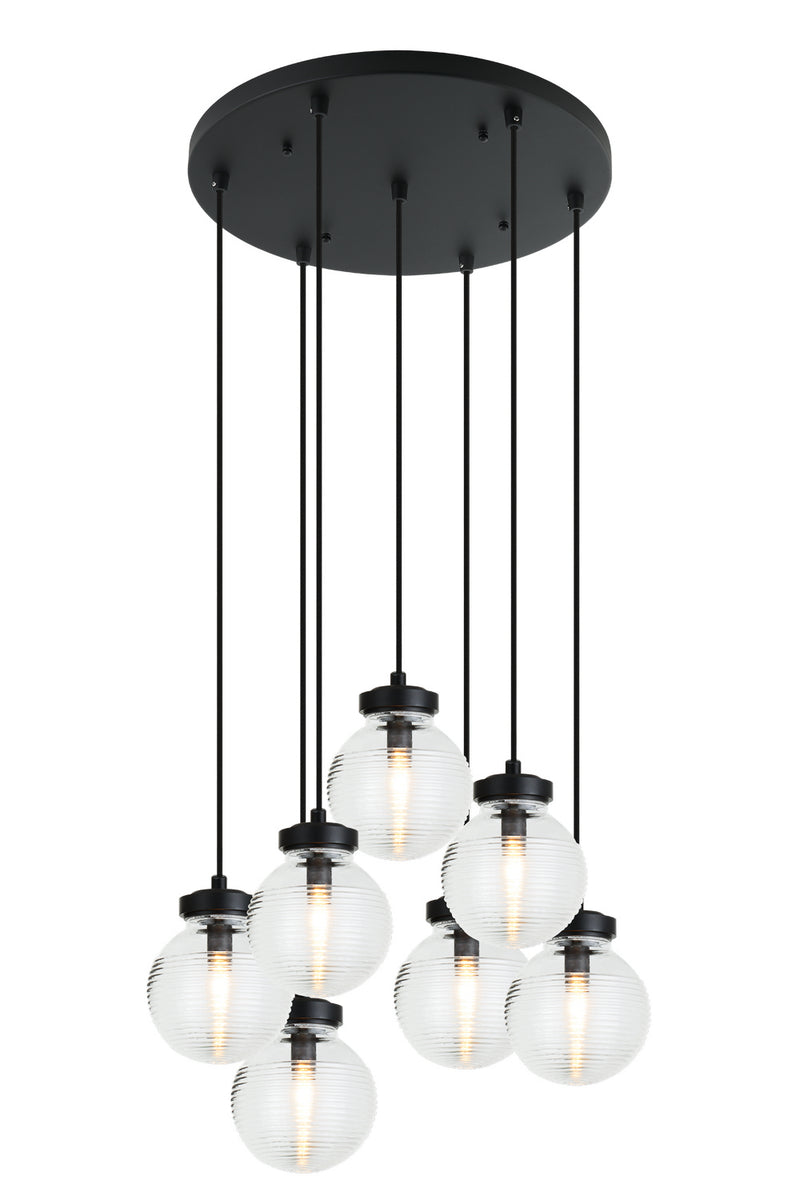 Matteo Lighting C84007MBCL Seven Light Pendant, Matte Black