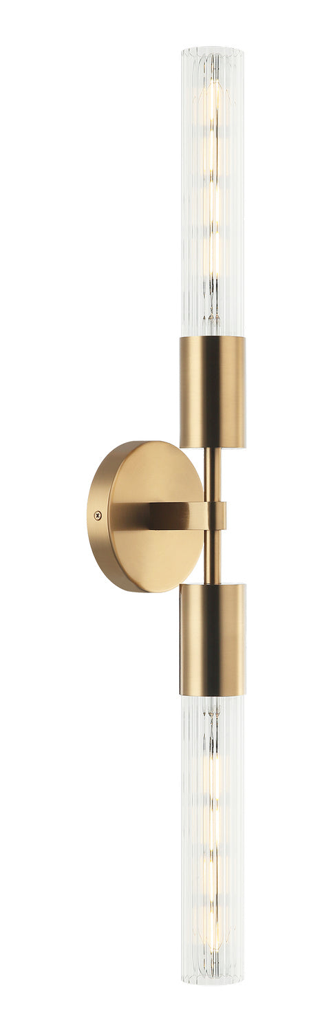 Matteo Lighting S04002AG Two Light Vanity, Aged Gold Brass