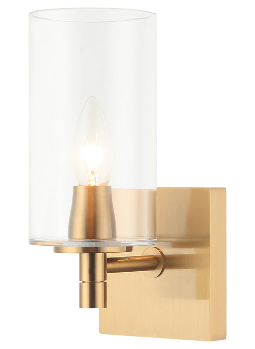 Matteo Lighting S04901AGCL One Light Wall Sconce, Aged Gold Brass