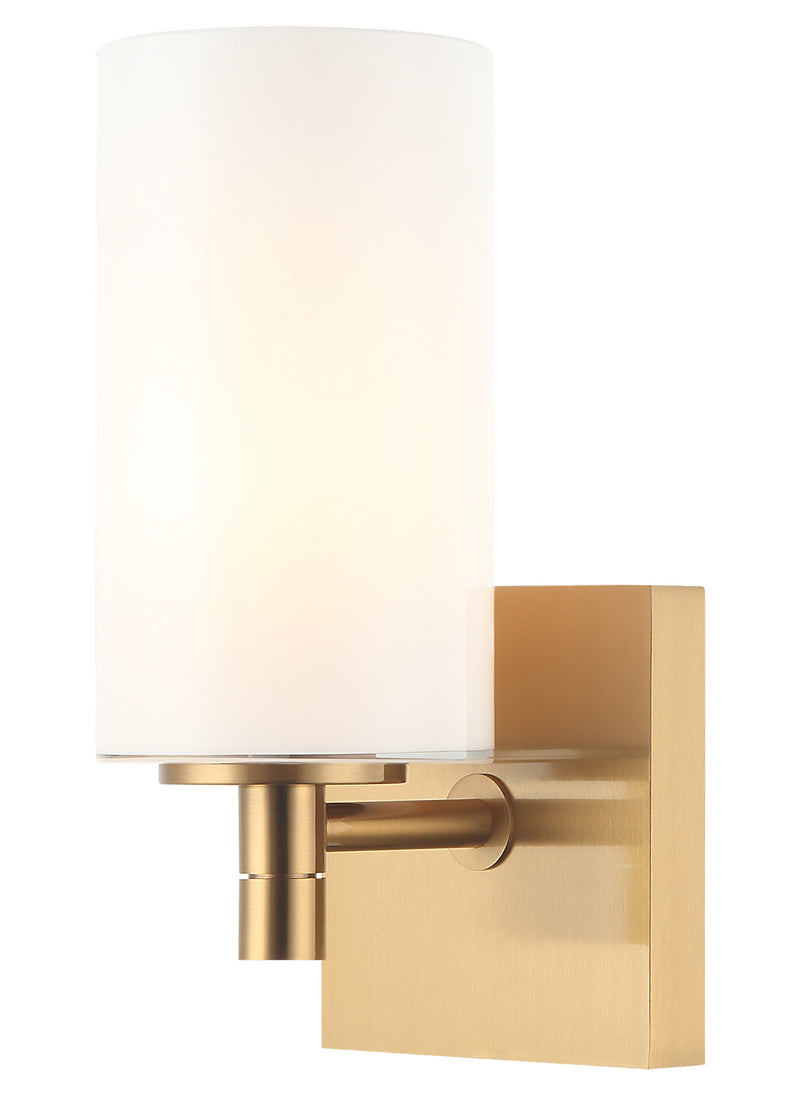 Matteo Lighting S04901AGOP One Light Wall Sconce, Aged Gold Brass