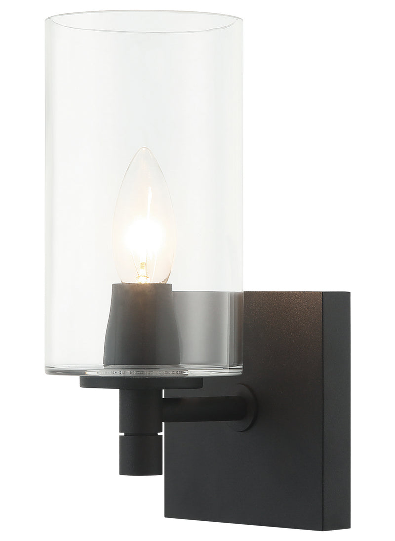 Matteo Lighting S04901MBCL One Light Wall Sconce, Matte Black