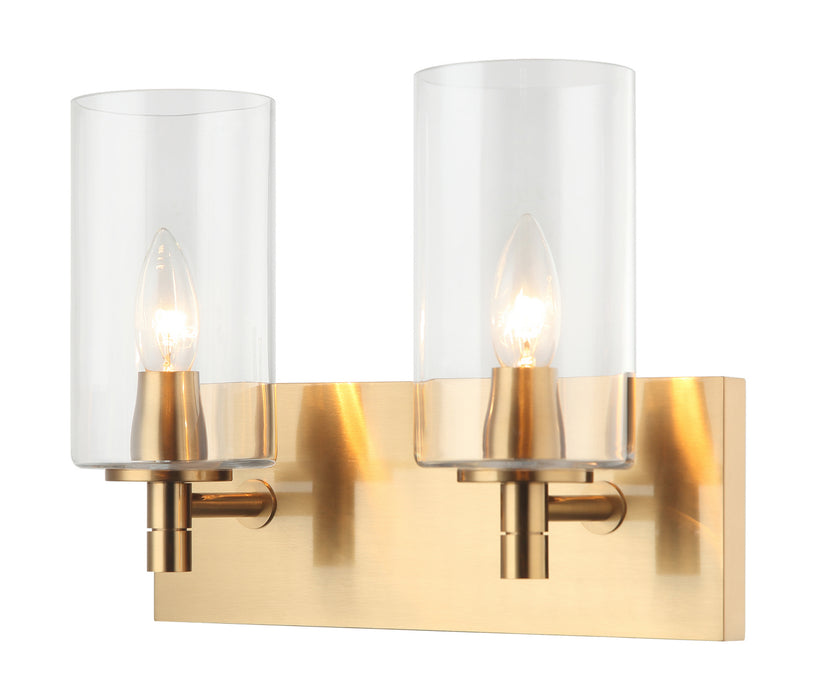 Matteo Lighting S04902AGCL Two Light Wall Sconce, Aged Gold Brass