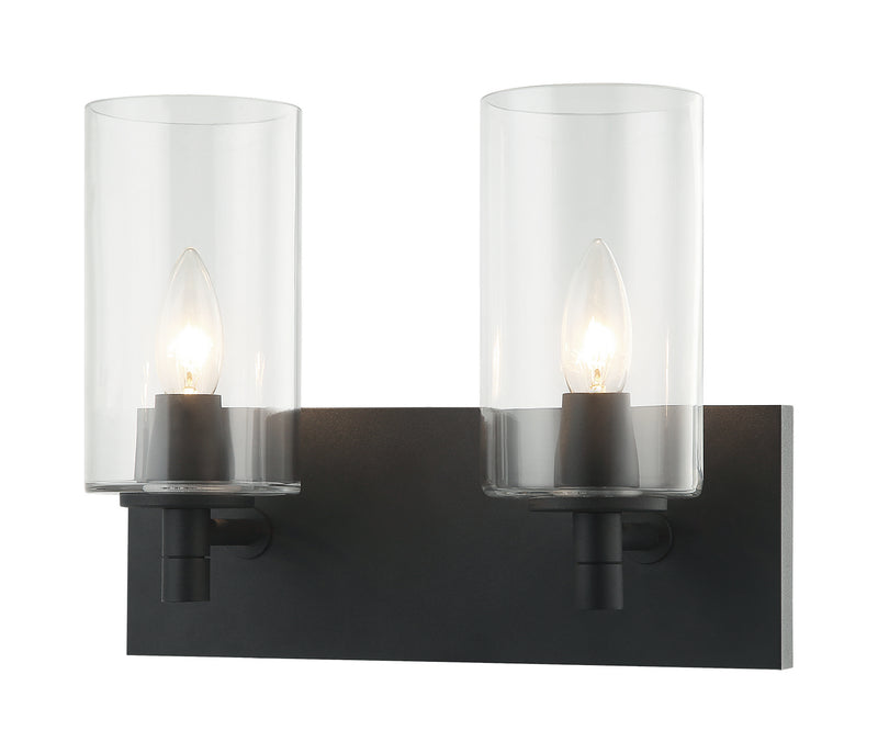 Matteo Lighting S04902MBCL Two Light Wall Sconce, Matte Black