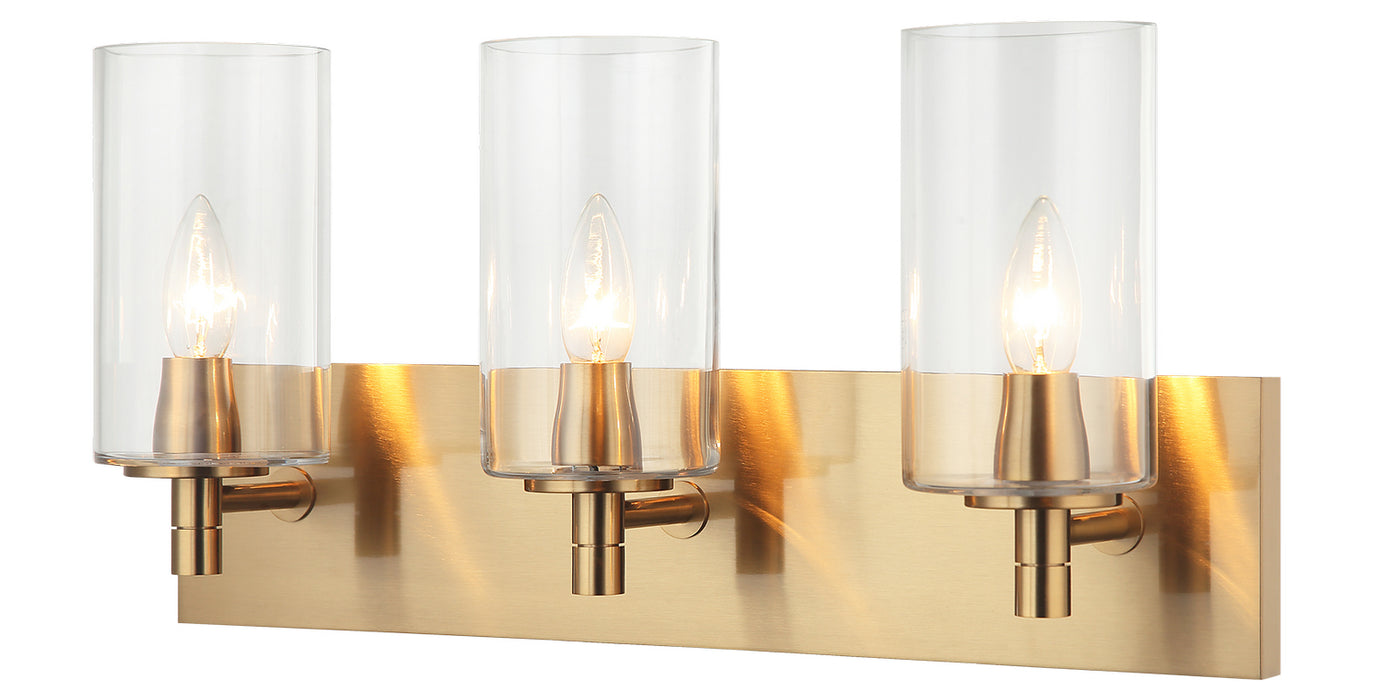 Matteo Lighting S04903AGCL Three Light Wall Sconce, Aged Gold Brass