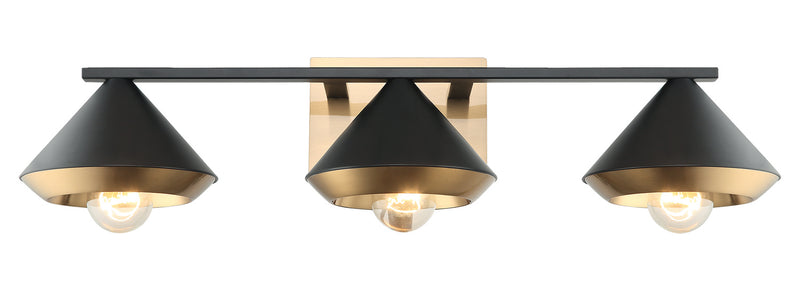 Matteo Lighting S06803MBAG Three Light Wall Sconce, Matte Black
