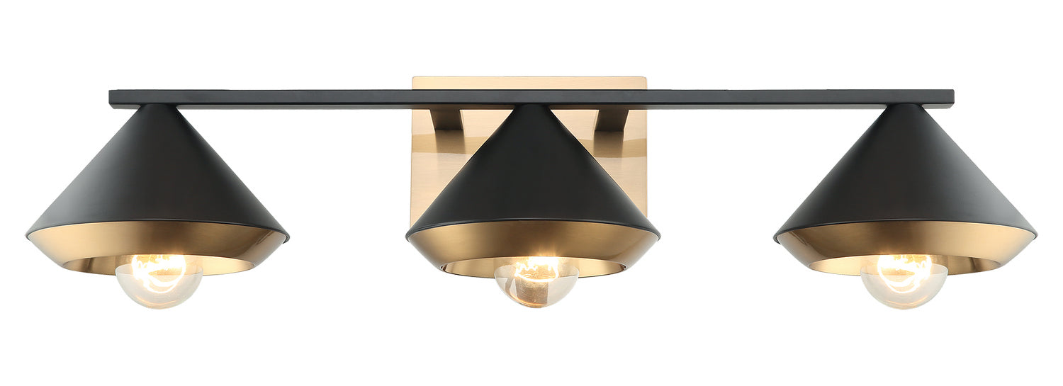 Matteo Lighting S06803MBAG Three Light Wall Sconce, Matte Black