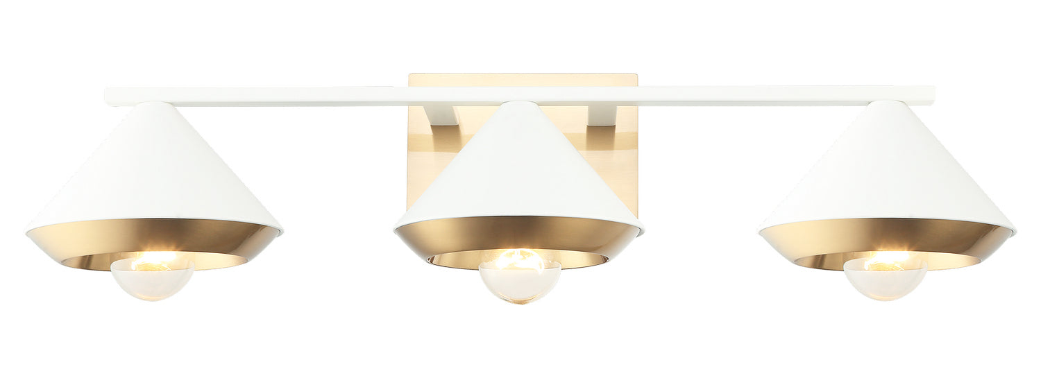 Matteo Lighting S06803WHAG Three Light Wall Sconce, White