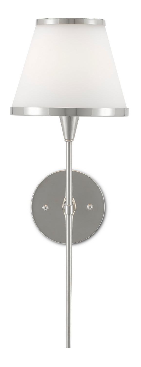 Currey and Company 5800-0002 One Light Wall Sconce, Polished Nickel/Opaque Glass