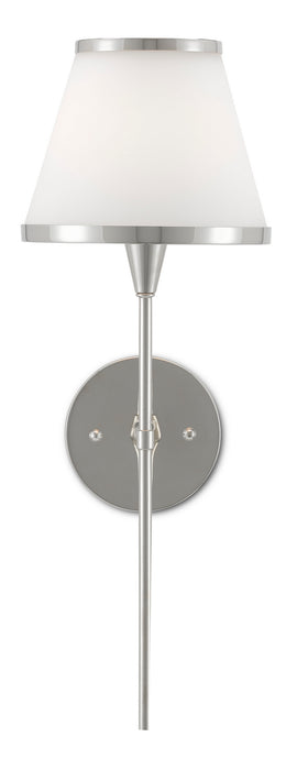 Currey and Company 5800-0002 One Light Wall Sconce, Polished Nickel/Opaque Glass