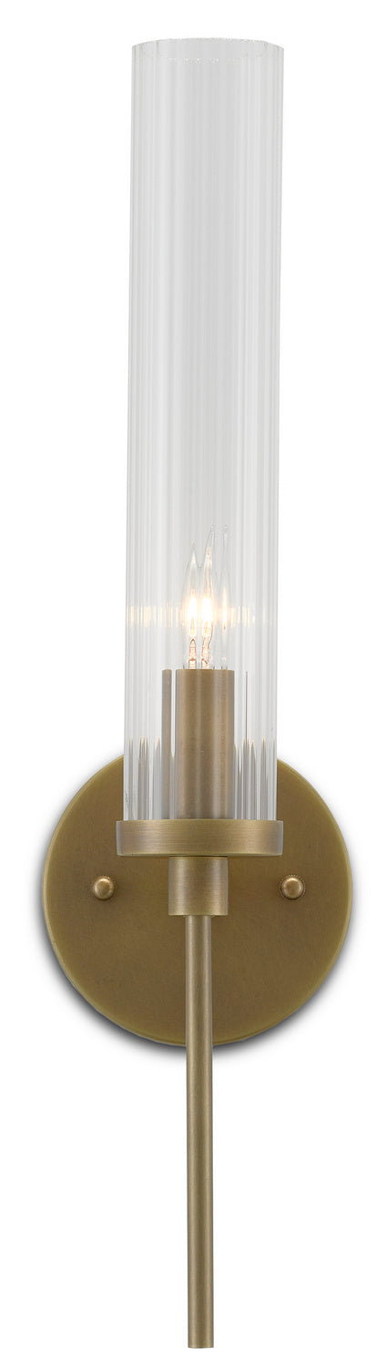 Currey and Company 5800-0004 One Light Wall Sconce, Antique Brass/Clear