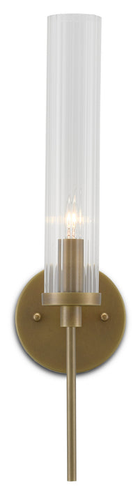 Currey and Company 5800-0004 One Light Wall Sconce, Antique Brass/Clear