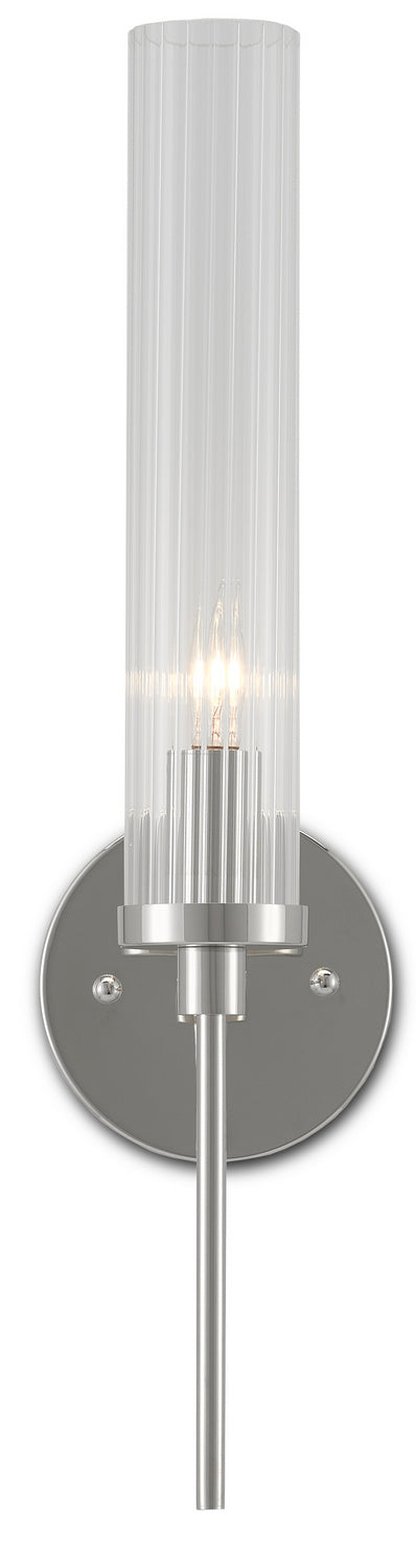 Currey and Company 5800-0005 One Light Wall Sconce, Polished Nickel/Clear