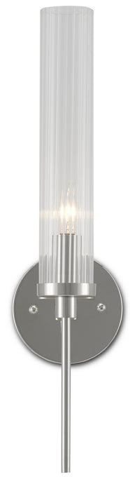 Currey and Company 5800-0005 One Light Wall Sconce, Polished Nickel/Clear