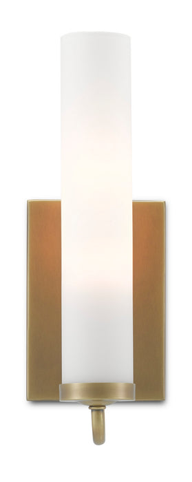 Currey and Company 5800-0010 One Light Wall Sconce, Antique Brass/Opaque Glass