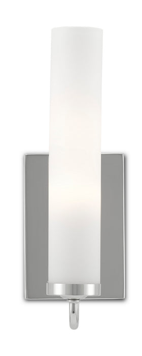Currey and Company 5800-0011 One Light Wall Sconce, Polished Nickel/Opaque Glass
