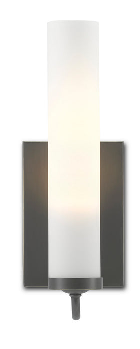 Currey and Company 5800-0012 One Light Wall Sconce, Oil Rubbed Bronze/Opaque Glass