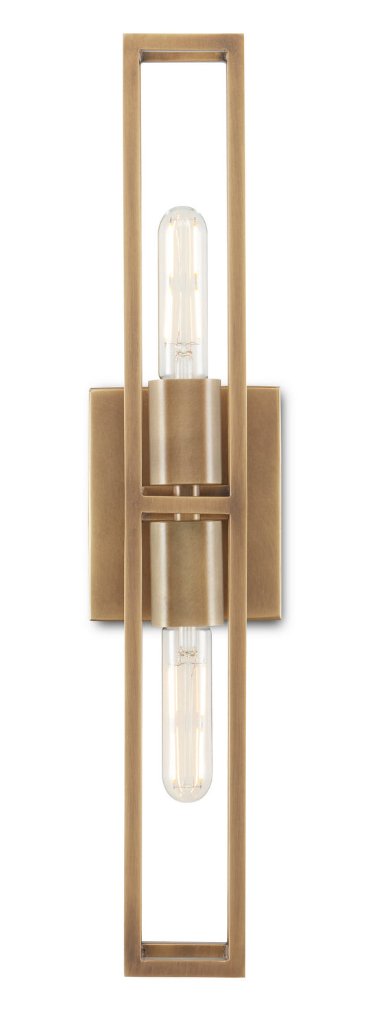 Currey and Company 5800-0019 Two Light Wall Sconce, Antique Brass