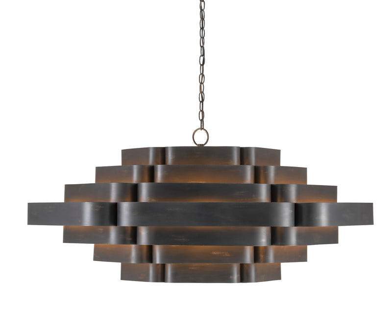 Currey and Company 9000-0775 Six Light Chandelier, French Black/Contemporary Gold Leaf
