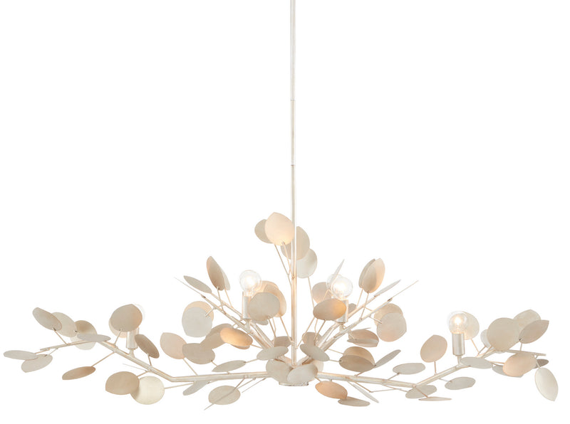 Currey and Company 9000-0816 Six Light Chandelier, Contemporary Silver Leaf