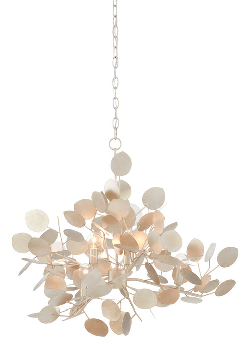 Currey and Company 9000-0817 Six Light Chandelier, Contemporary Silver Leaf
