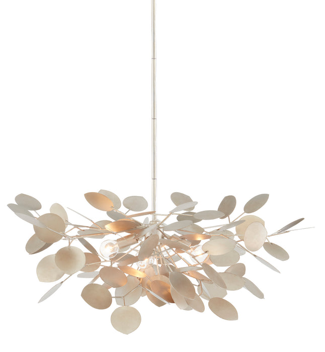 Currey and Company 9000-0818 Four Light Chandelier, Contemporary Silver Leaf