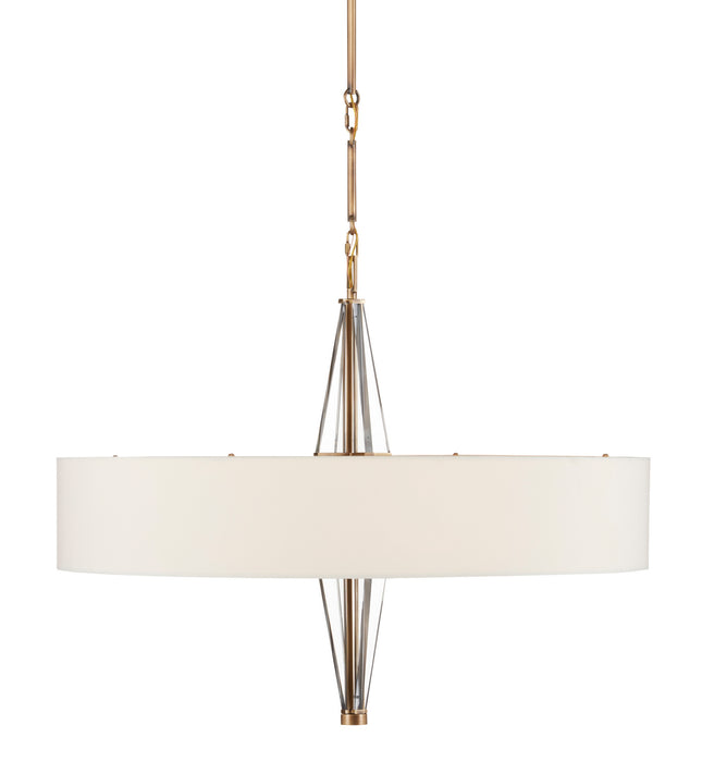 Currey and Company 9000-0828 Six Light Chandelier, Antique Brass/Clear/Off White