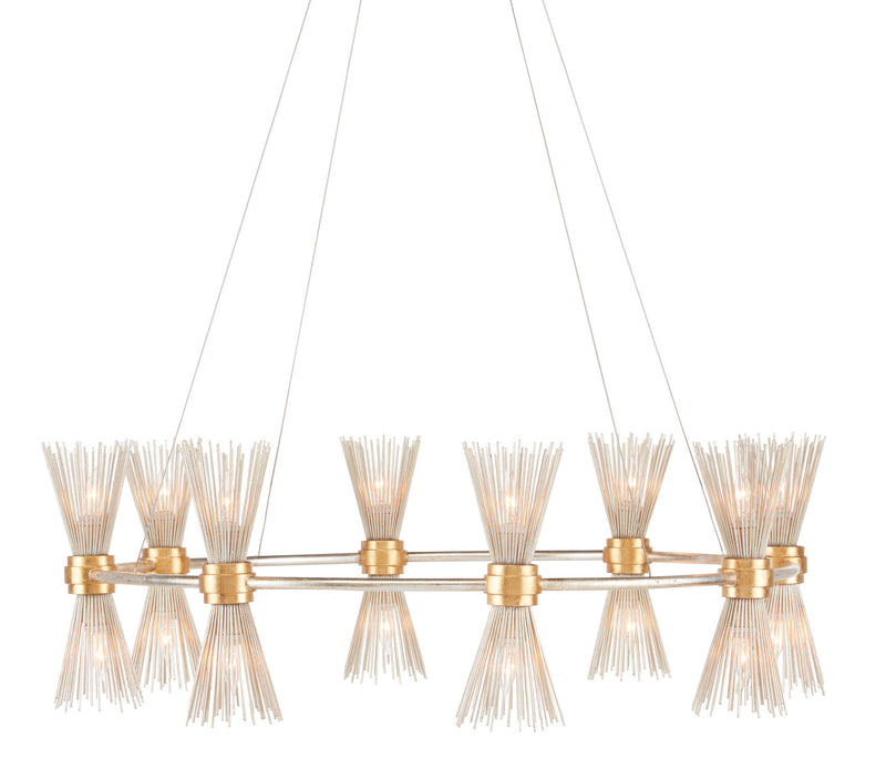 Currey and Company 9000-0842 16 Light Chandelier, Contemporary Gold Leaf/Contemporary Silver Leaf